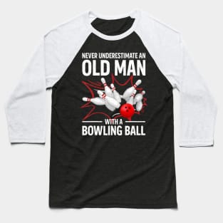 Cute Bowling Women Men Grandpa Bowler Team Bowlin Lane Spare Baseball T-Shirt